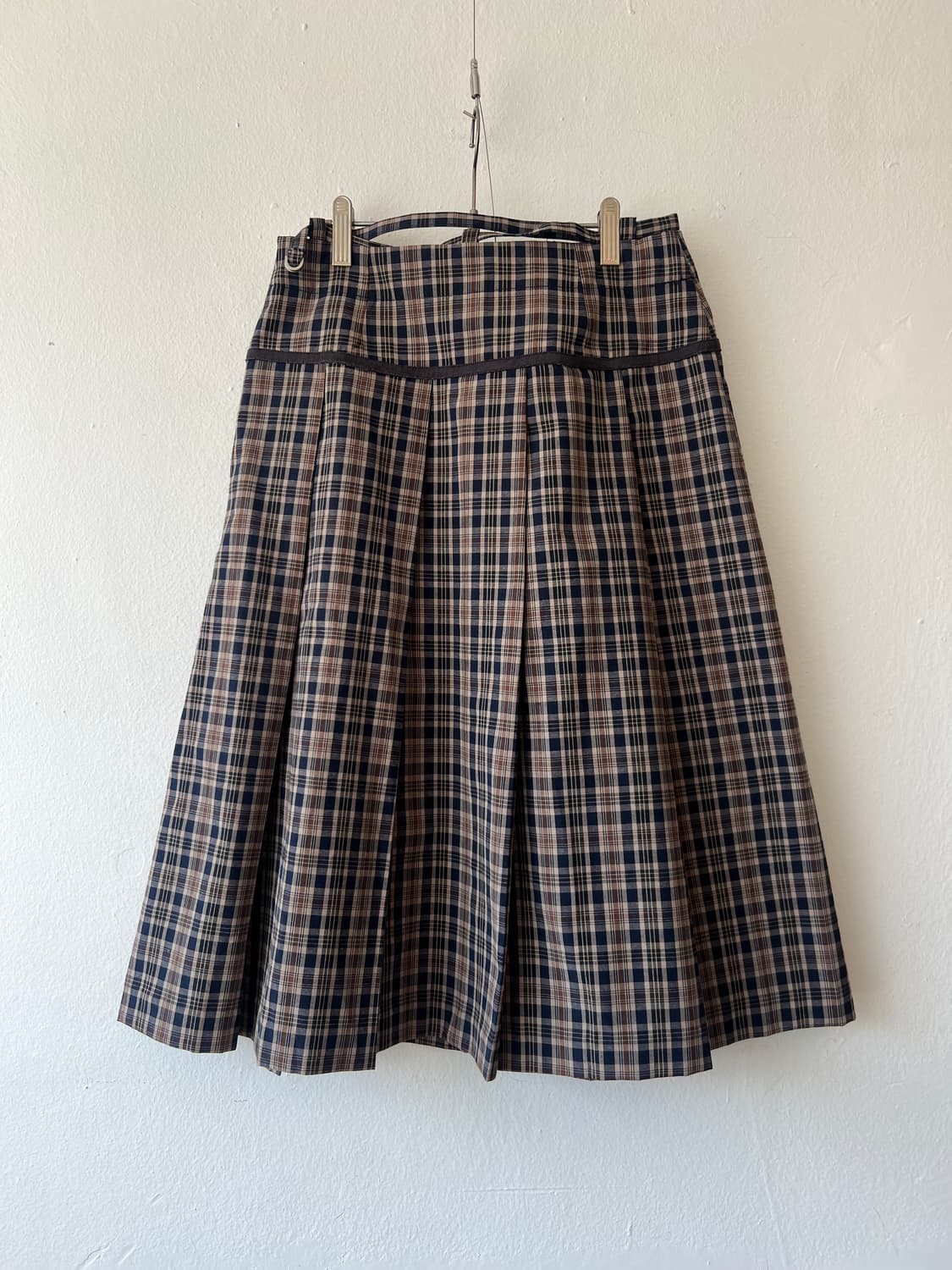 비터셀즈 BITTER CELLS 여성  브라운체크 미디스커트 플리츠스커트 상품이미지2