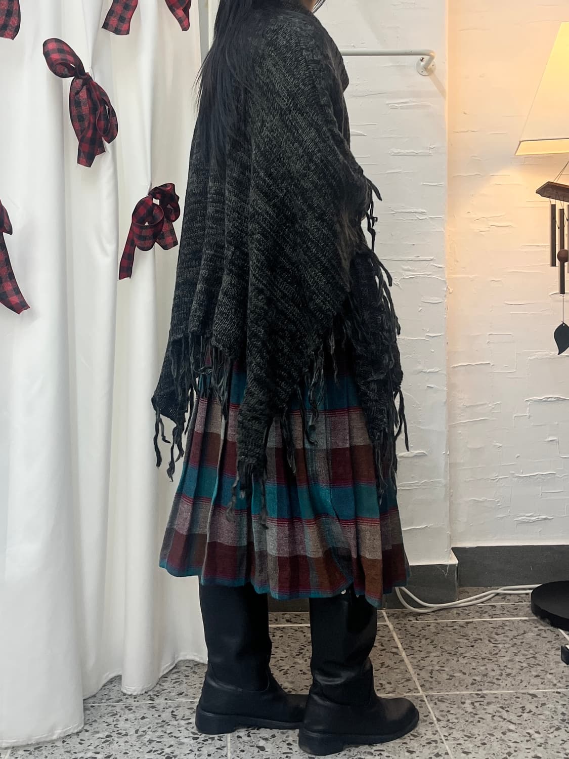 charcoal fringe cape 상품이미지3