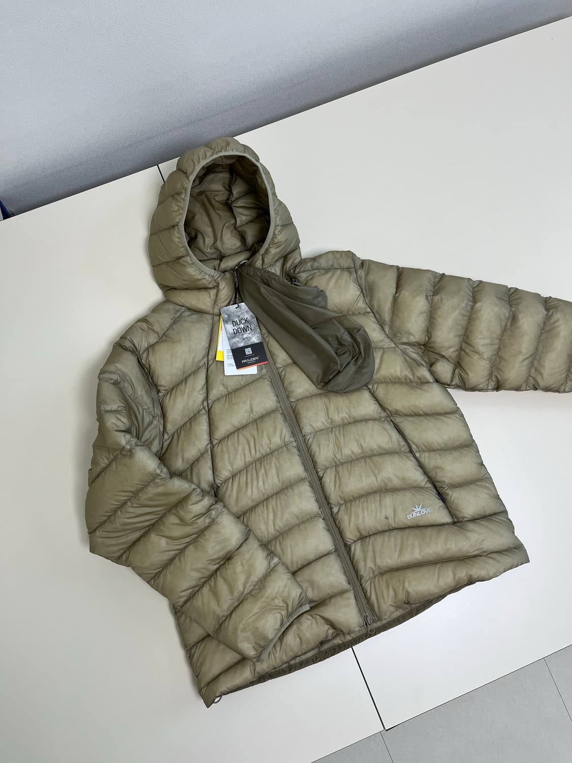 (XL) 썬러브 패딩 후드 플라이 라이트 다운 자켓 스톤  상품이미지1