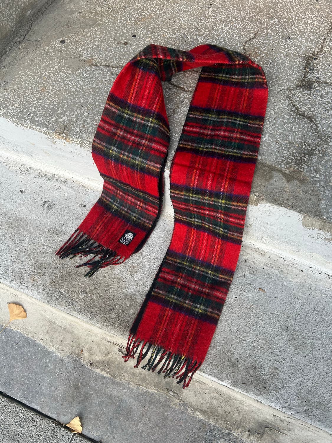 2000s JPN 울 타탄체크 레드 머플러 상품이미지1