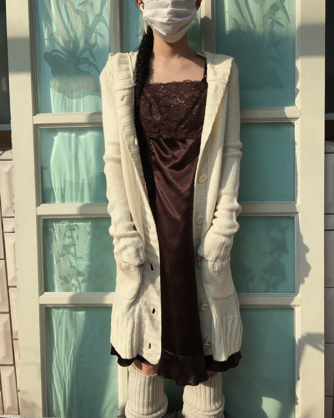 Belted knit hood long cardigan 상품이미지6