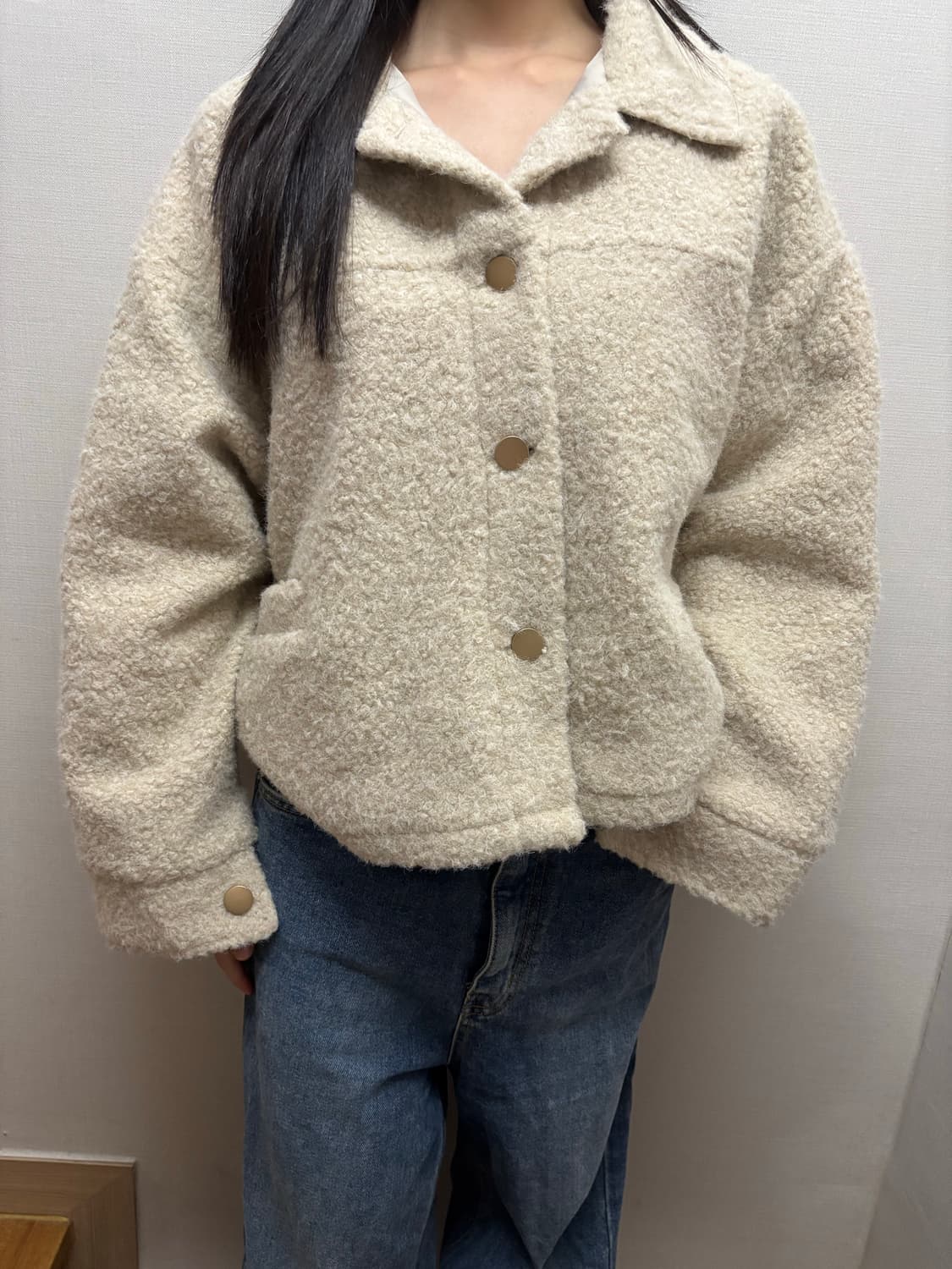 빈티지 아이보리 퍼 자켓 상품이미지1