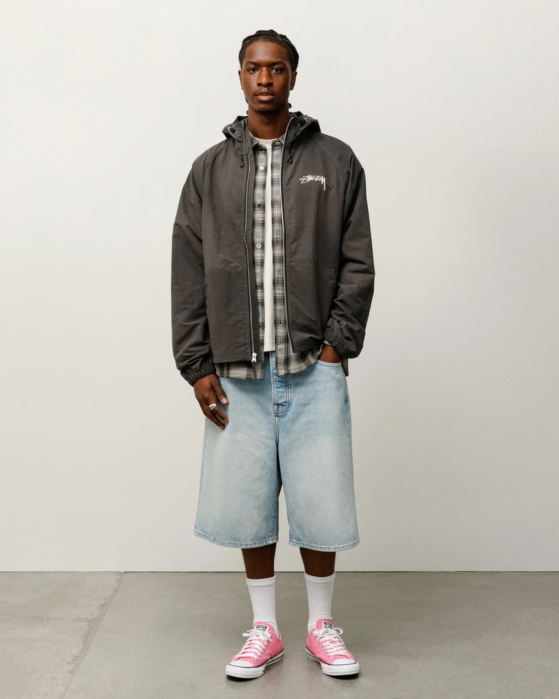 (M)스투시 웨이브 다이 비치 쉘 자켓 블랙 115745 상품이미지2