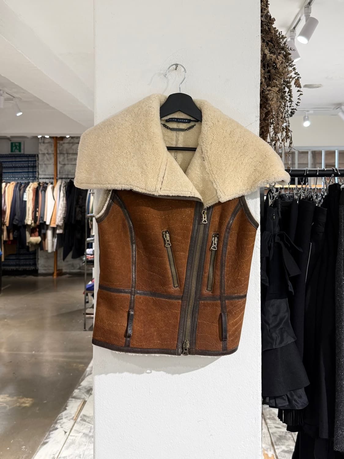 랄프로렌 브라운 램 시어링 카우 레더 무스탕 베스트 상품이미지1