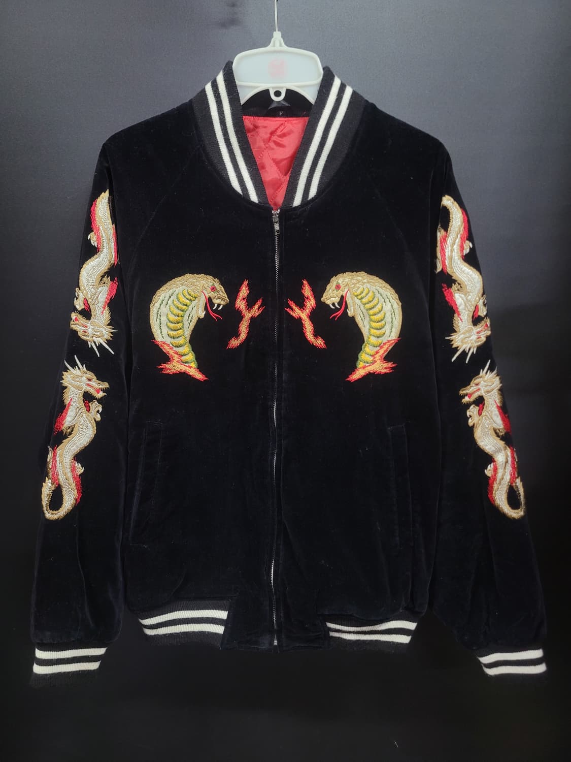 재팬 80~90s 빈티지 벨벳 스카잔 코브라 드래곤 자수 자켓 상품이미지1