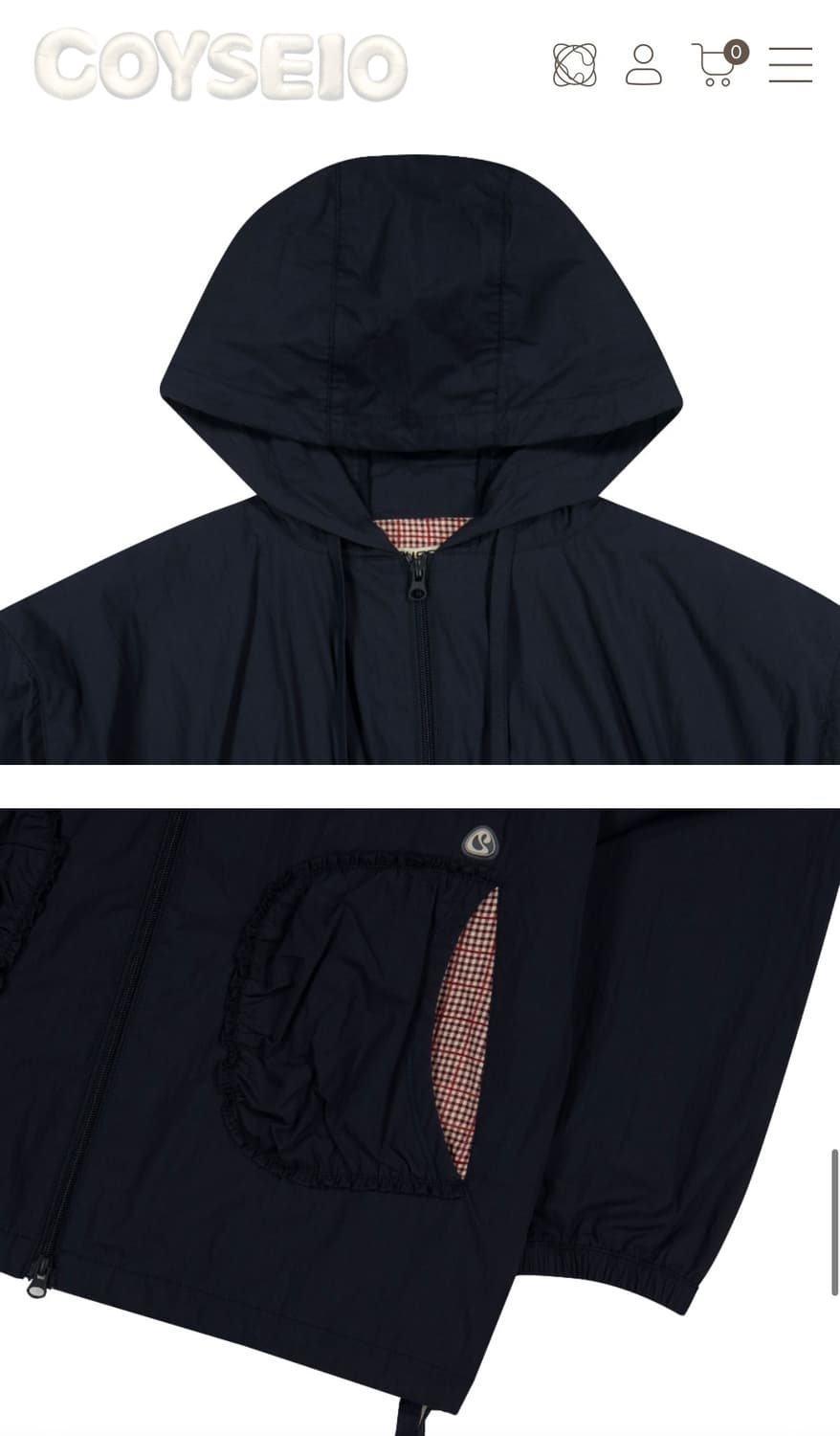 코이세이오 체크 링클 바람막이 상품이미지2