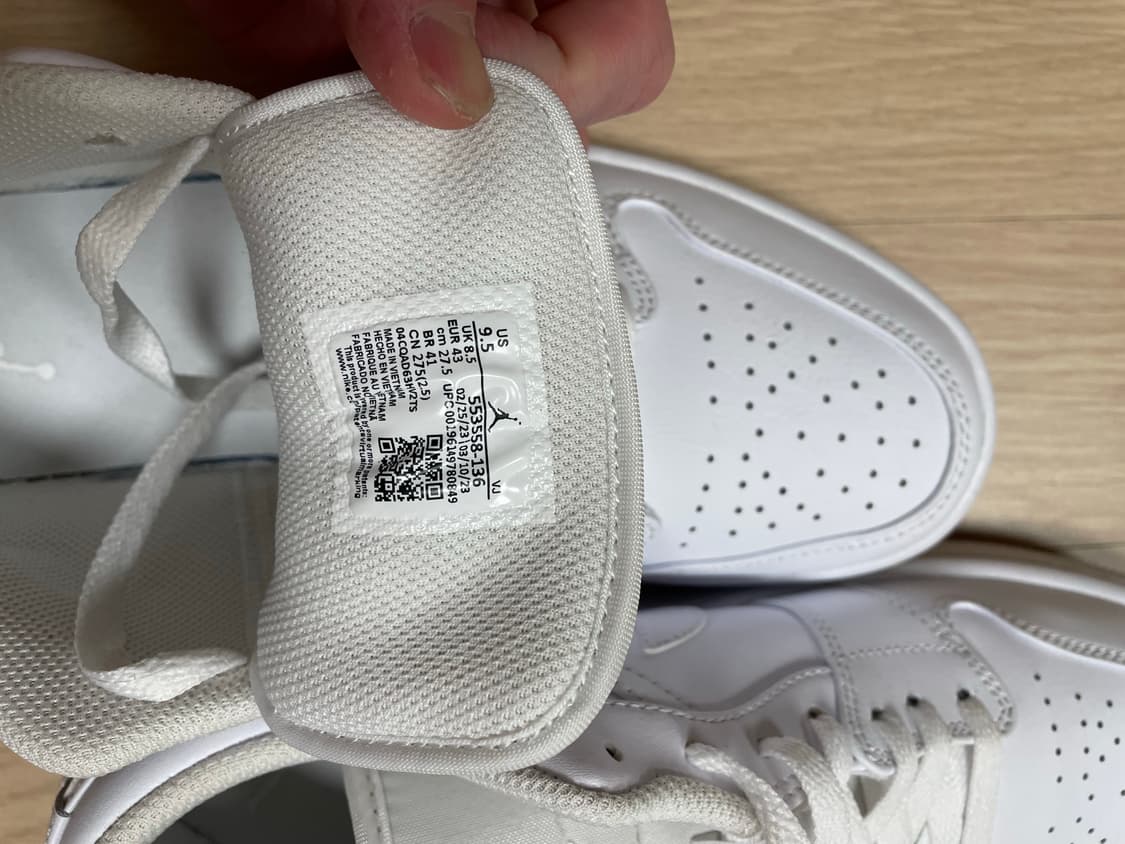 조던 1 로우 트리플 화이트 275 상품이미지6