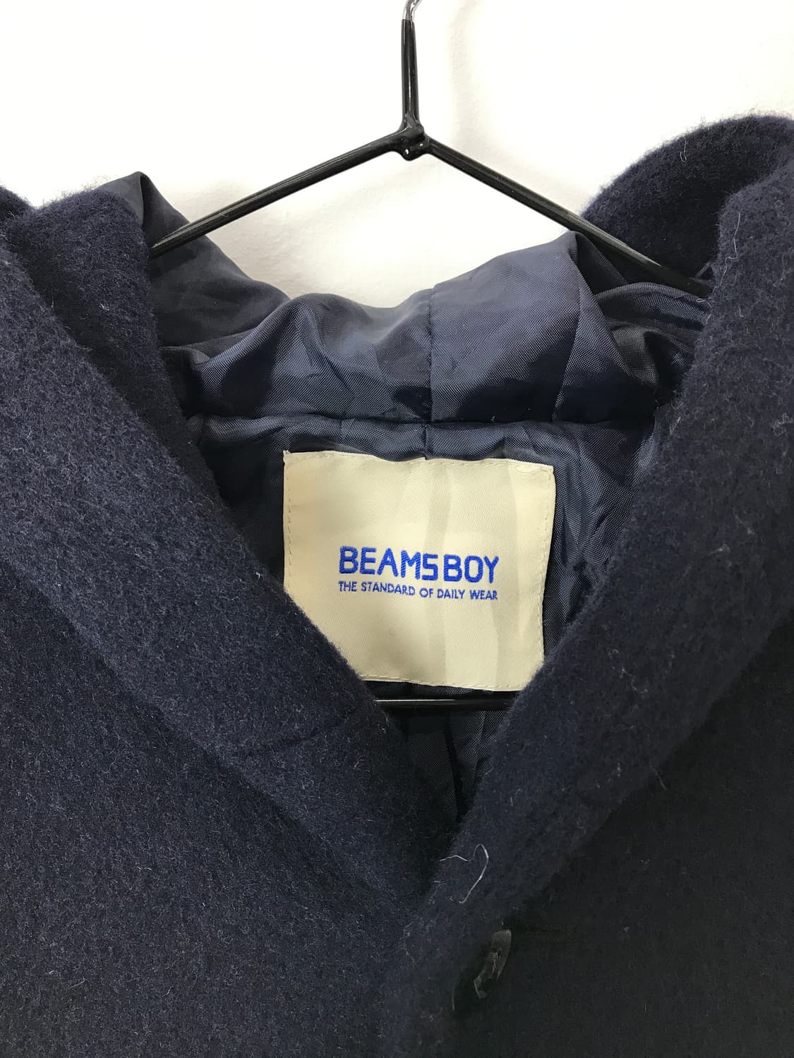 'BEAMS BOY' Navy Wool Hooded Long Coat 상품이미지6