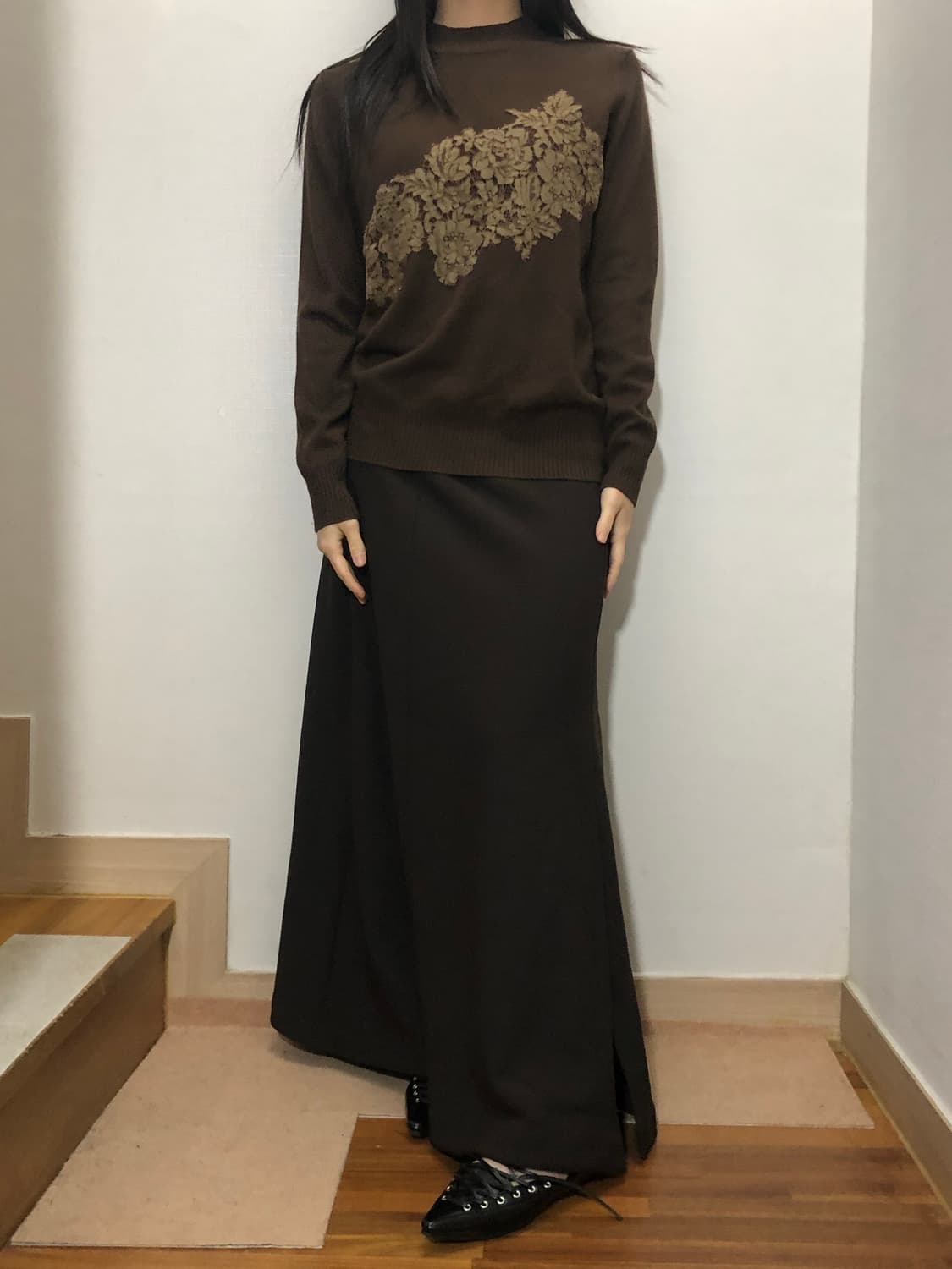 빈티지 브라운 플라워 니트 상품이미지4