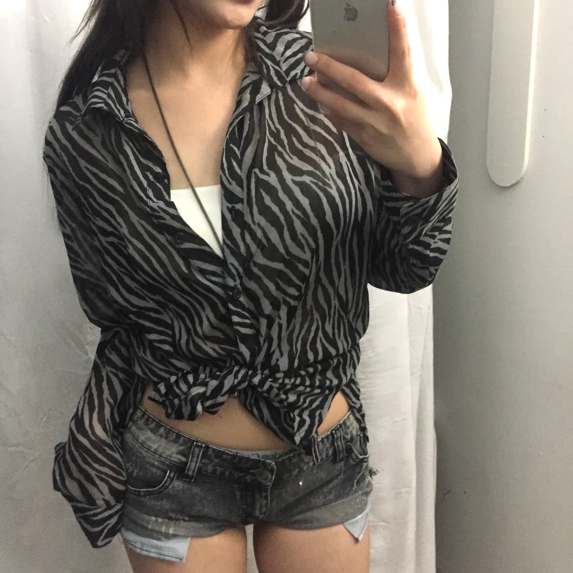 JPN Vtg 펑크 고딕 갸루 지브라 셔츠 상품이미지2
