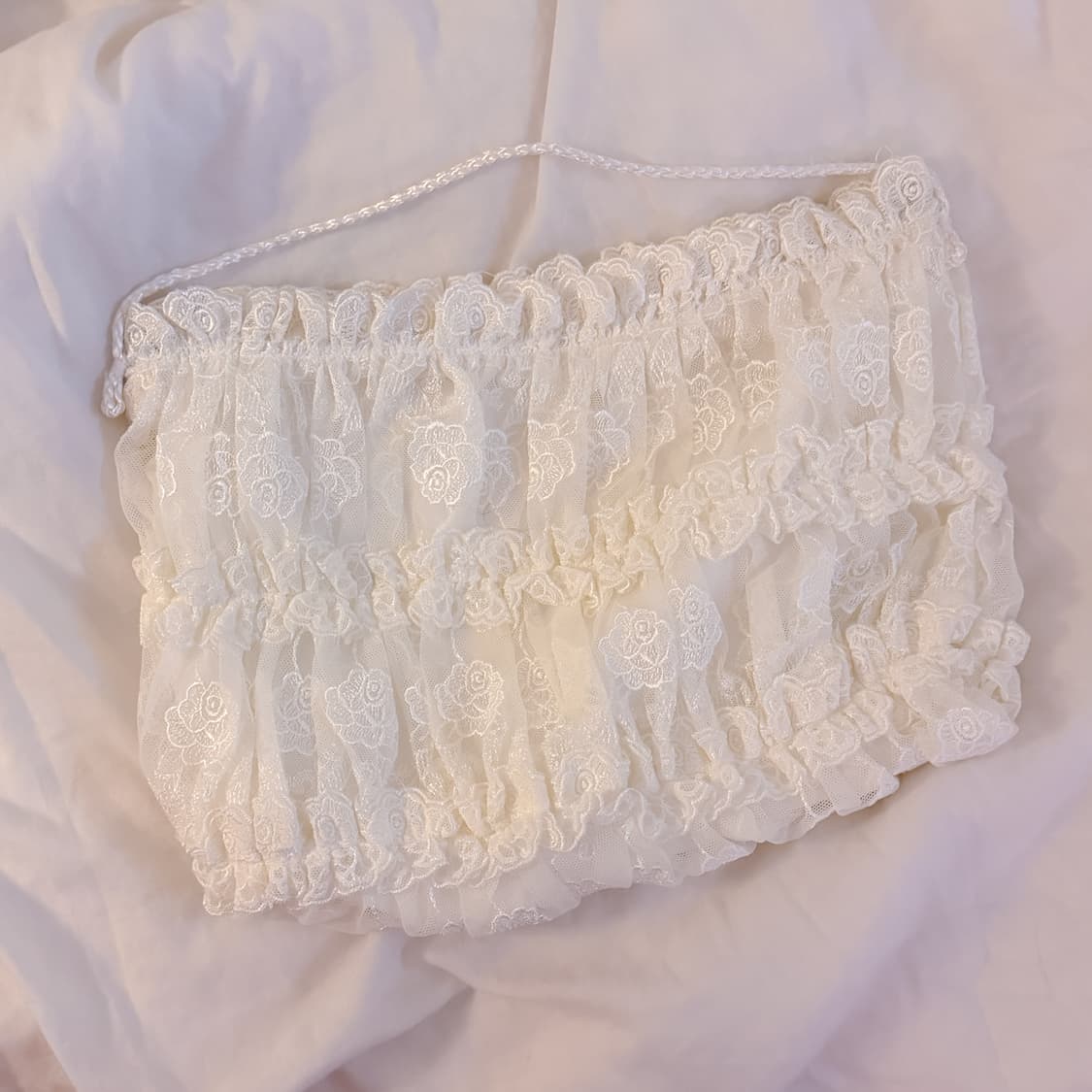 일본 빈티지 레이스 러블리 프릴 로즈 파우치 앤틱 핀터깔 상품이미지2