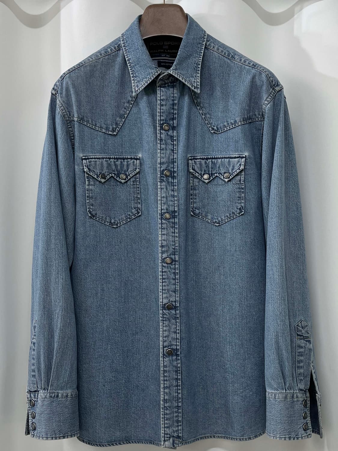 90's 폴로 랄프로렌 사우스 웨스턴 콘초 워시드 데님 웨스턴 셔츠 상품이미지1