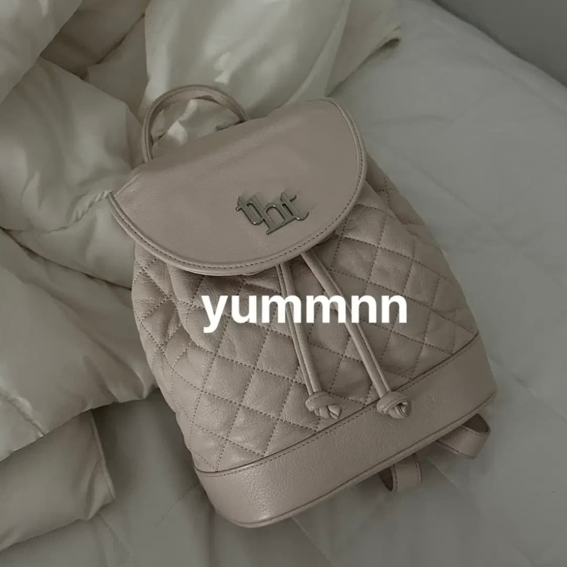 쓰리타임즈 아콘 퀄팅 백팩 가방 핑크 상품이미지2