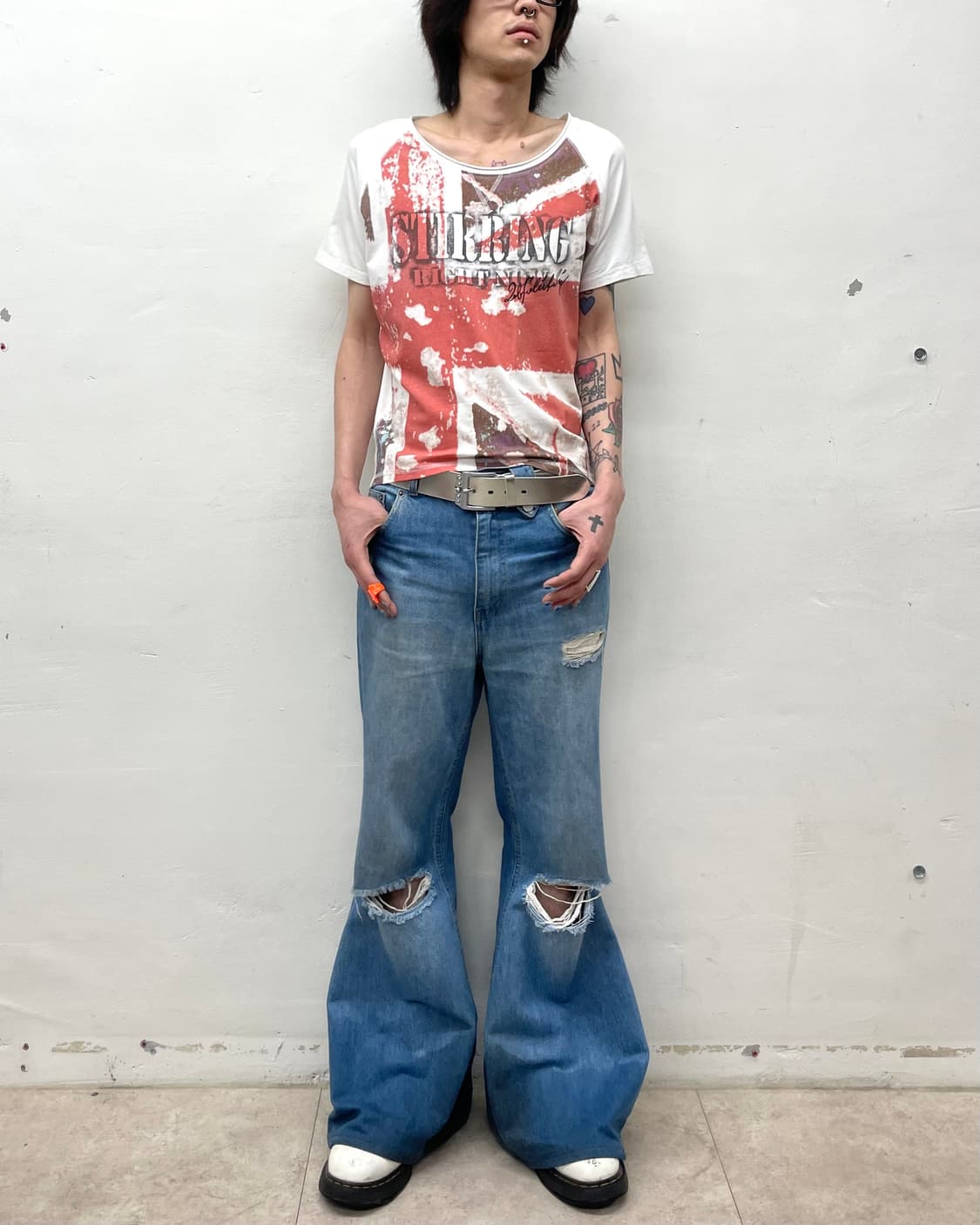 American flag washing white T-shirt  상품이미지4