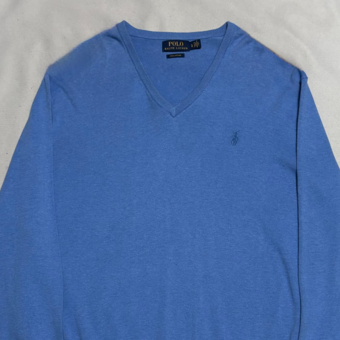 XL 폴로랄프로렌 블루 피마코튼 브이넥 니트 상품이미지1