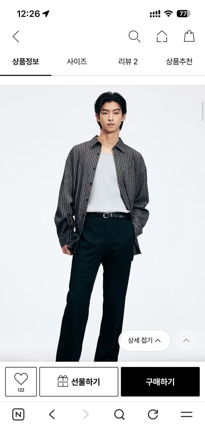 [새상품] TNGT 시어서커 체크 셔츠 블랙 상품이미지4