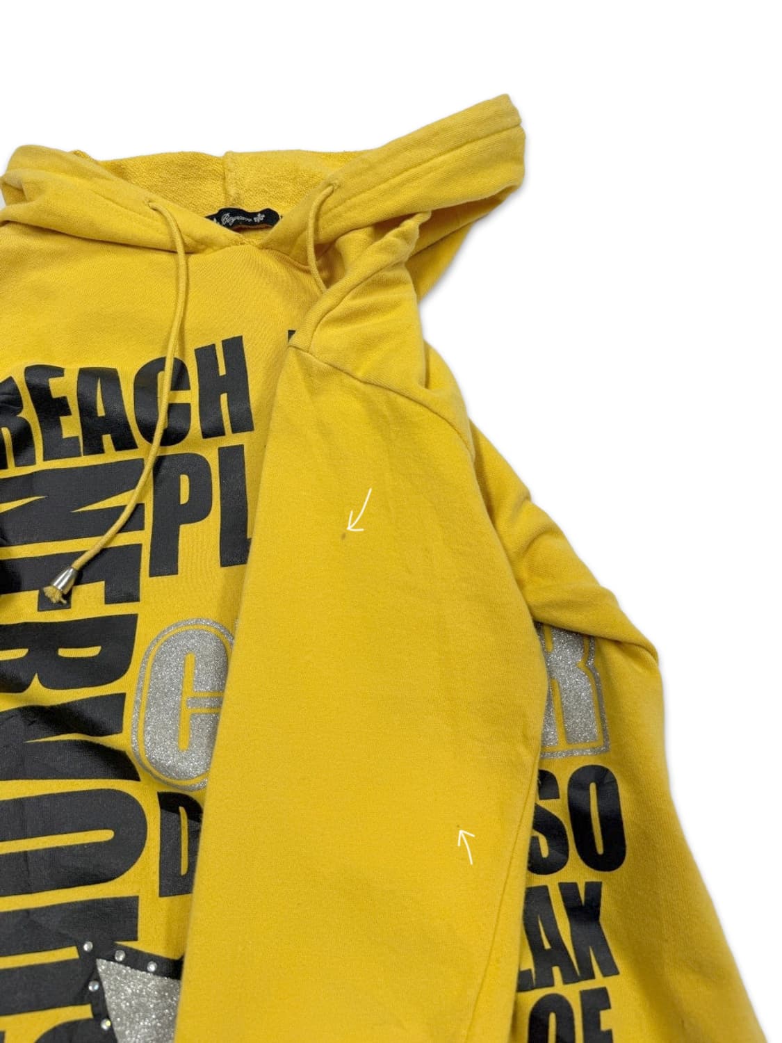 빈티지 옐로우 레터링 펑크 후드티 상품이미지6