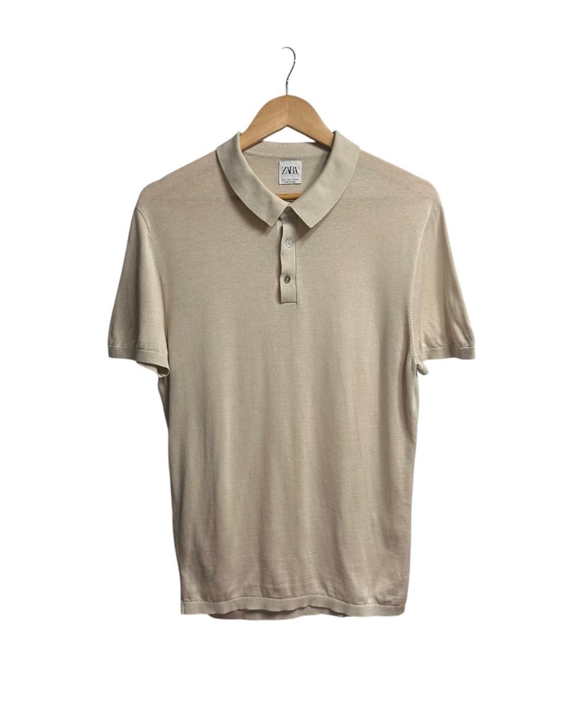 자라(zara) 레귤러핏 반팔 카라 니트 베이지 L size 상품이미지1