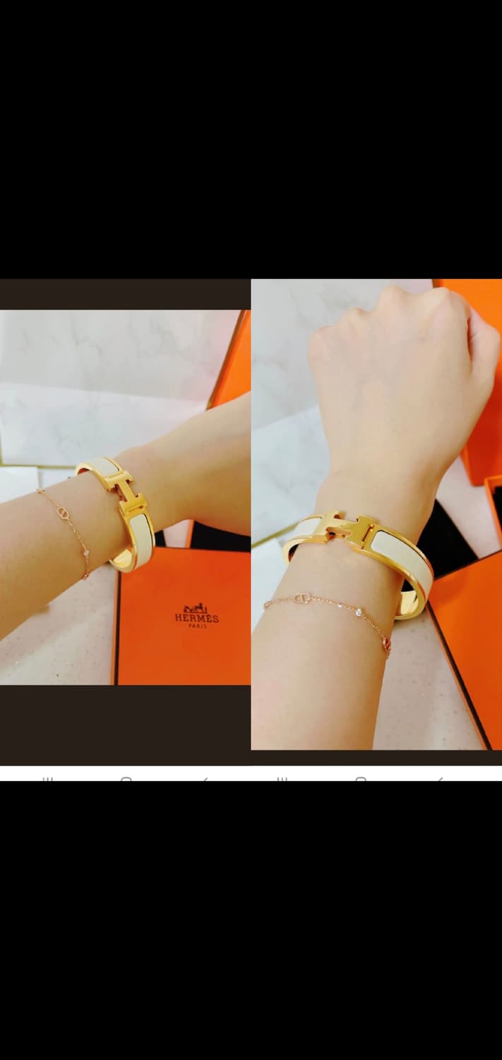 에르메스 클릭아슈pm 골드화이트 팔찌 정품A급(감정O) 상품이미지6