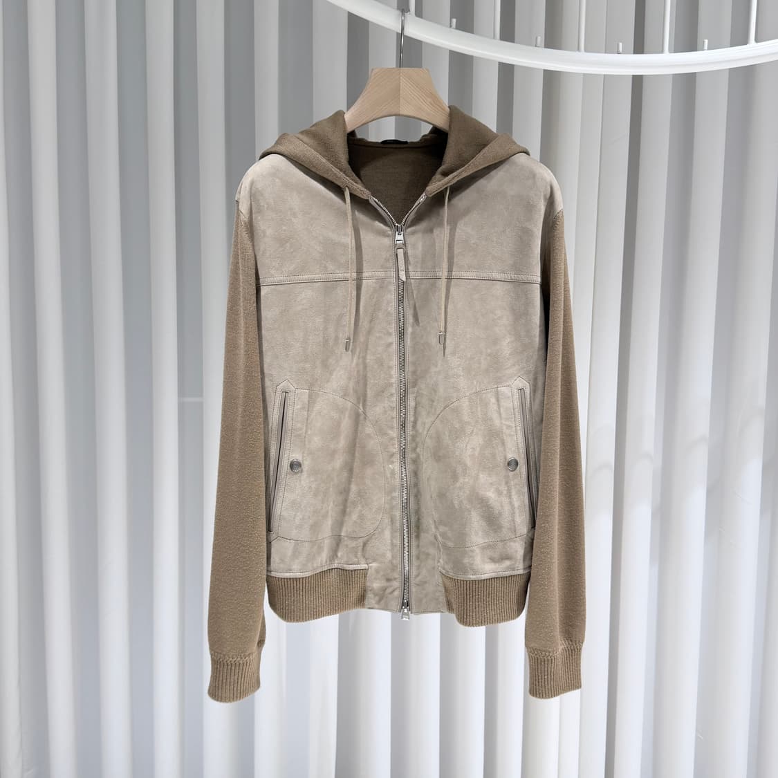 (A+/54) / 톰포드 다크샌드 스웨이드 울 니트 후드집업 상품이미지1