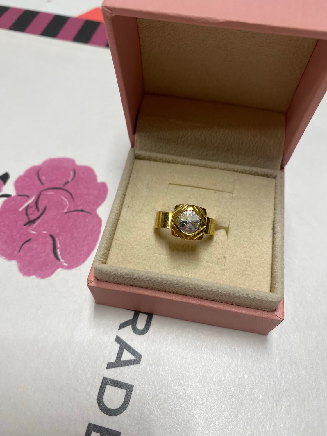 빈티지 골드톤 큐빅 반지 상품이미지2