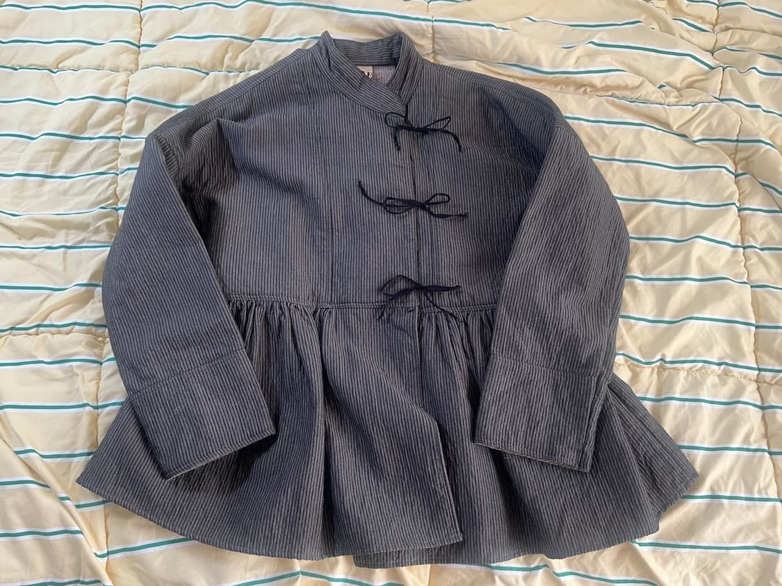 차이나 리본 타이 퀼팅 탑 상품이미지2