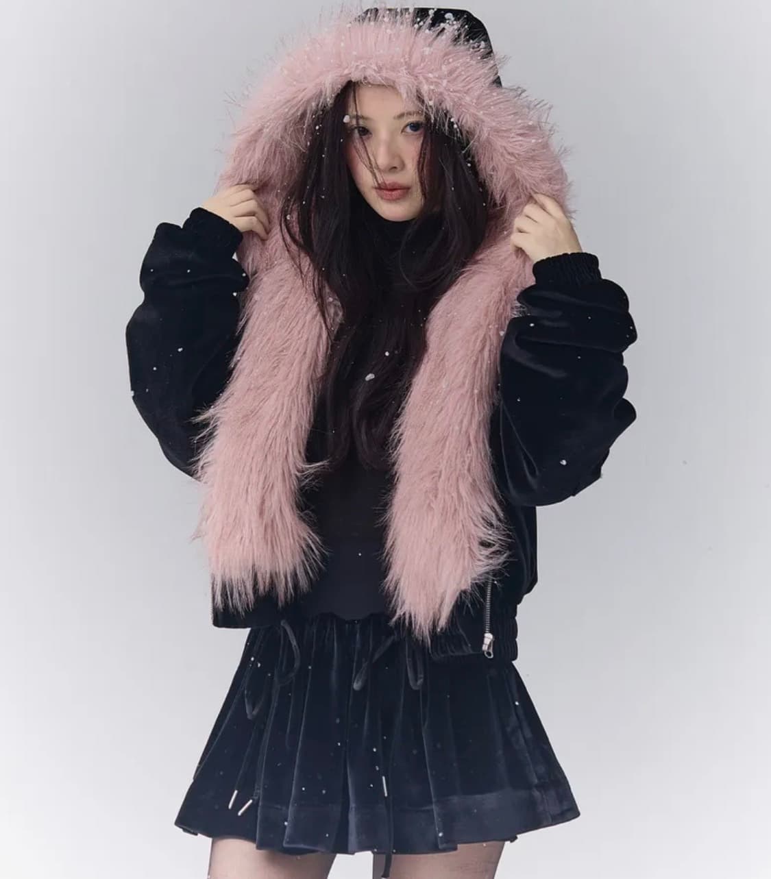 더티스 폭스 퍼 벨벳 패딩 상품이미지1