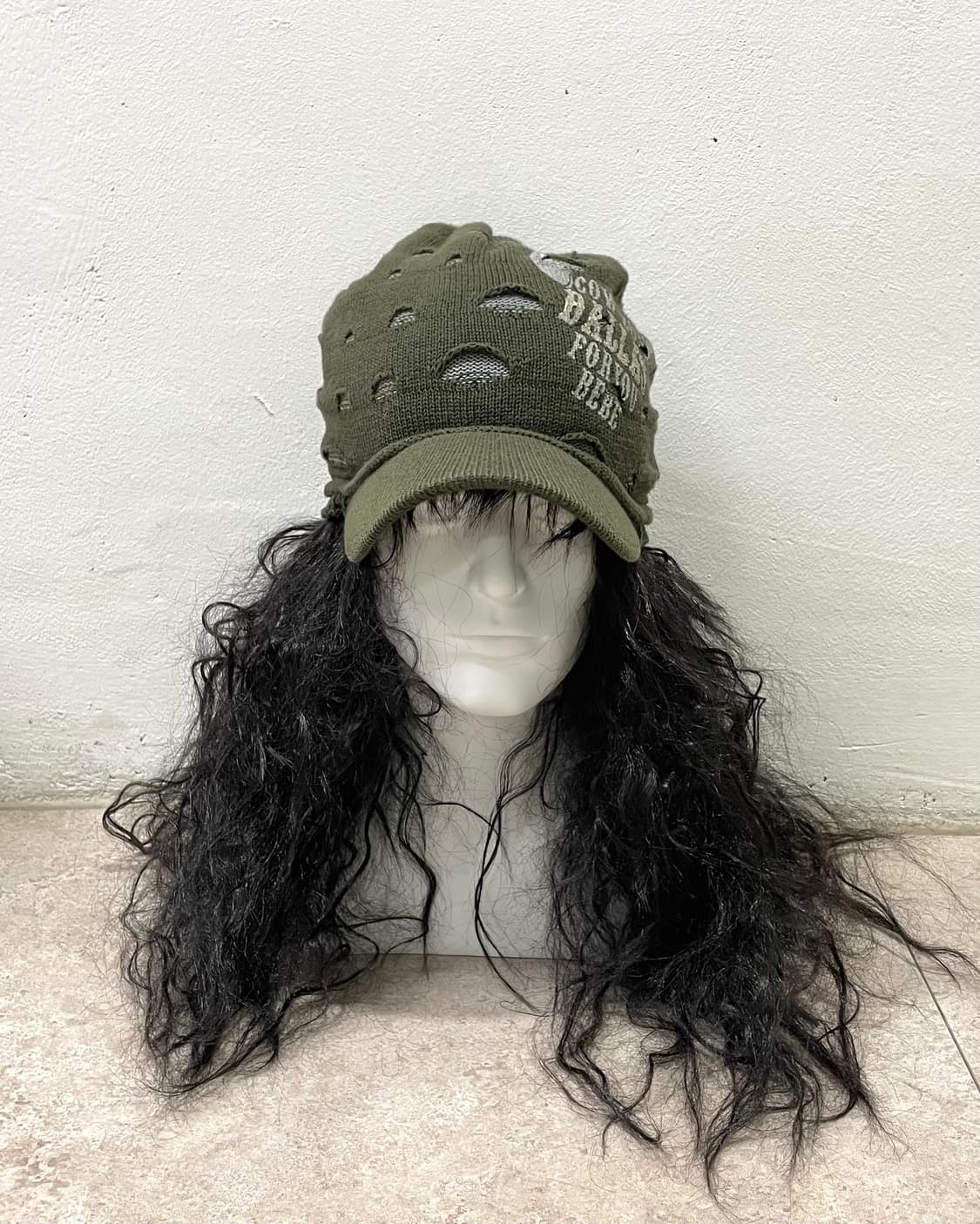 damage khaki knit cap 상품이미지2