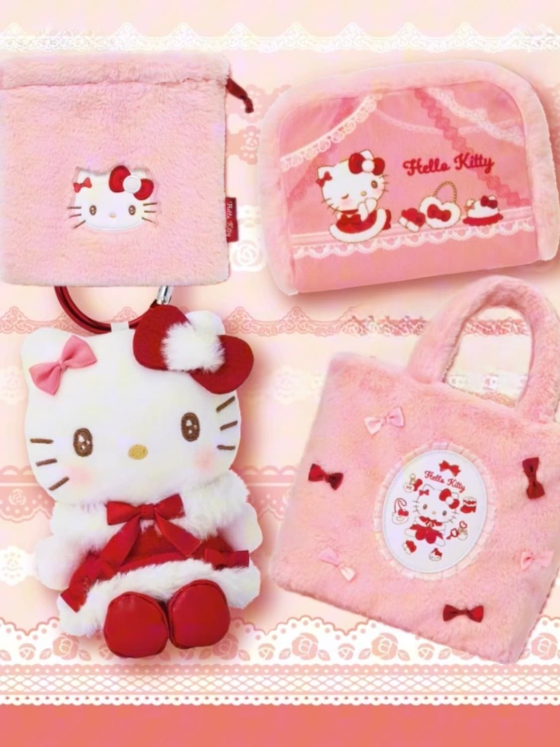 [4개일괄] 헬로키티 쿠지 마스코트 가방 파우치 키티 상품이미지1