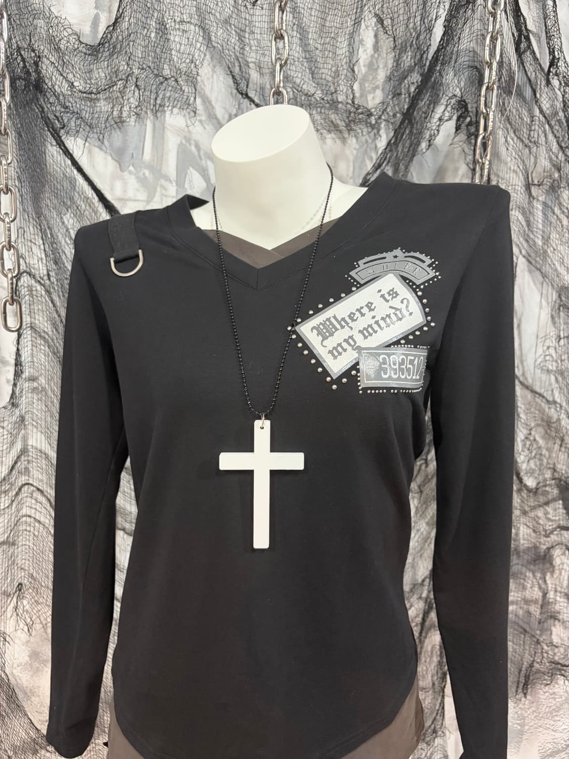 Y2K V-neck Layered buckel Long Sleeve 상품이미지5