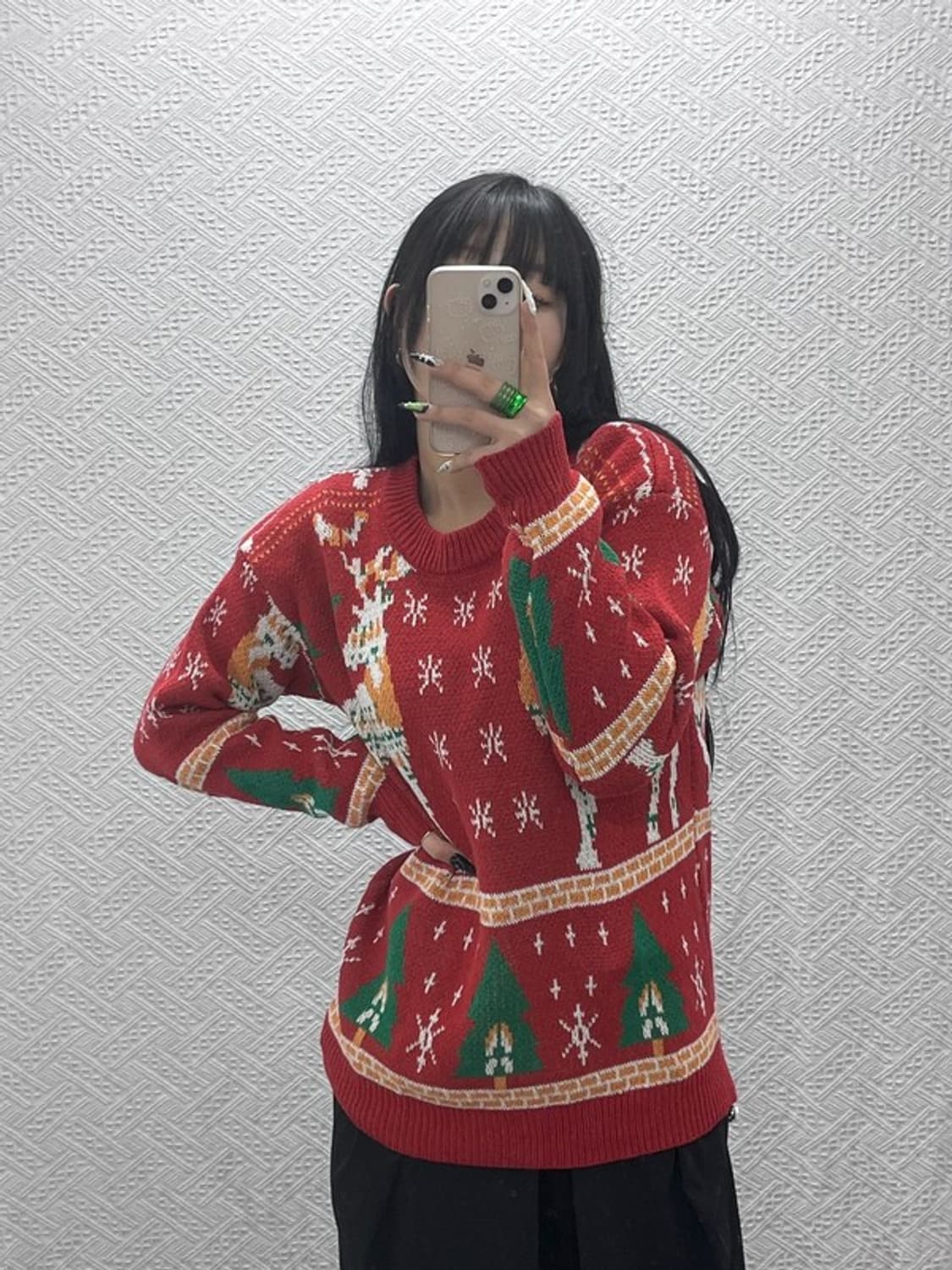 빈티지 폭닥 노르딕 코위찬 홀리데이 뜨개 니트 95 C08599 상품이미지1