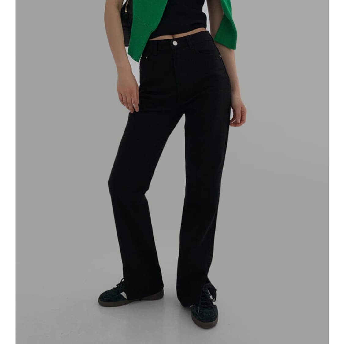 라룸 올드슬릿 코튼 팬츠 : 블랙 상품이미지2