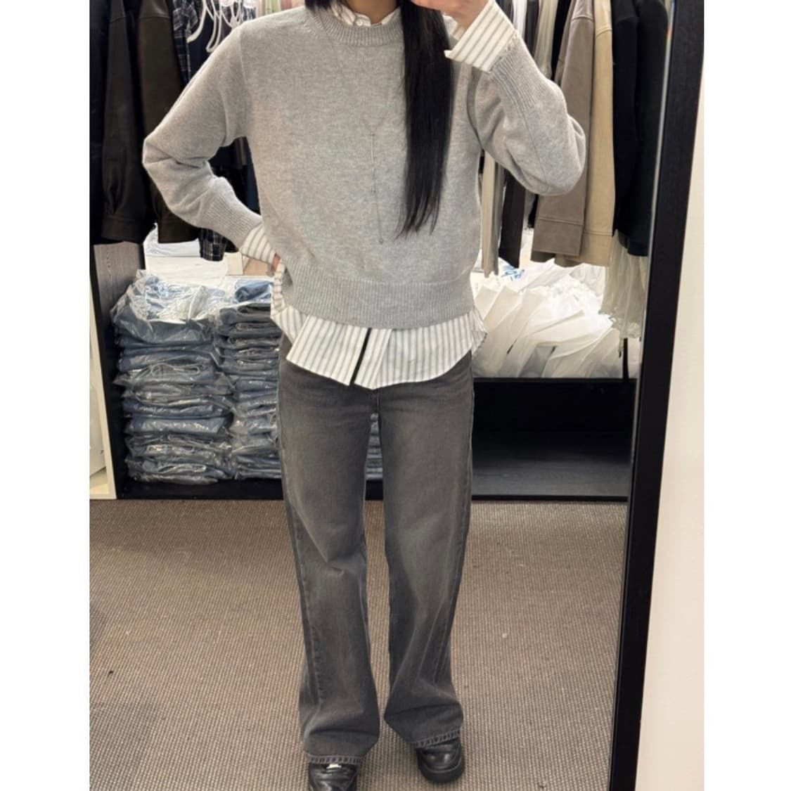 [택O새상품]모어댄예스터데이 그레이 워싱 데님팬츠M 상품이미지4