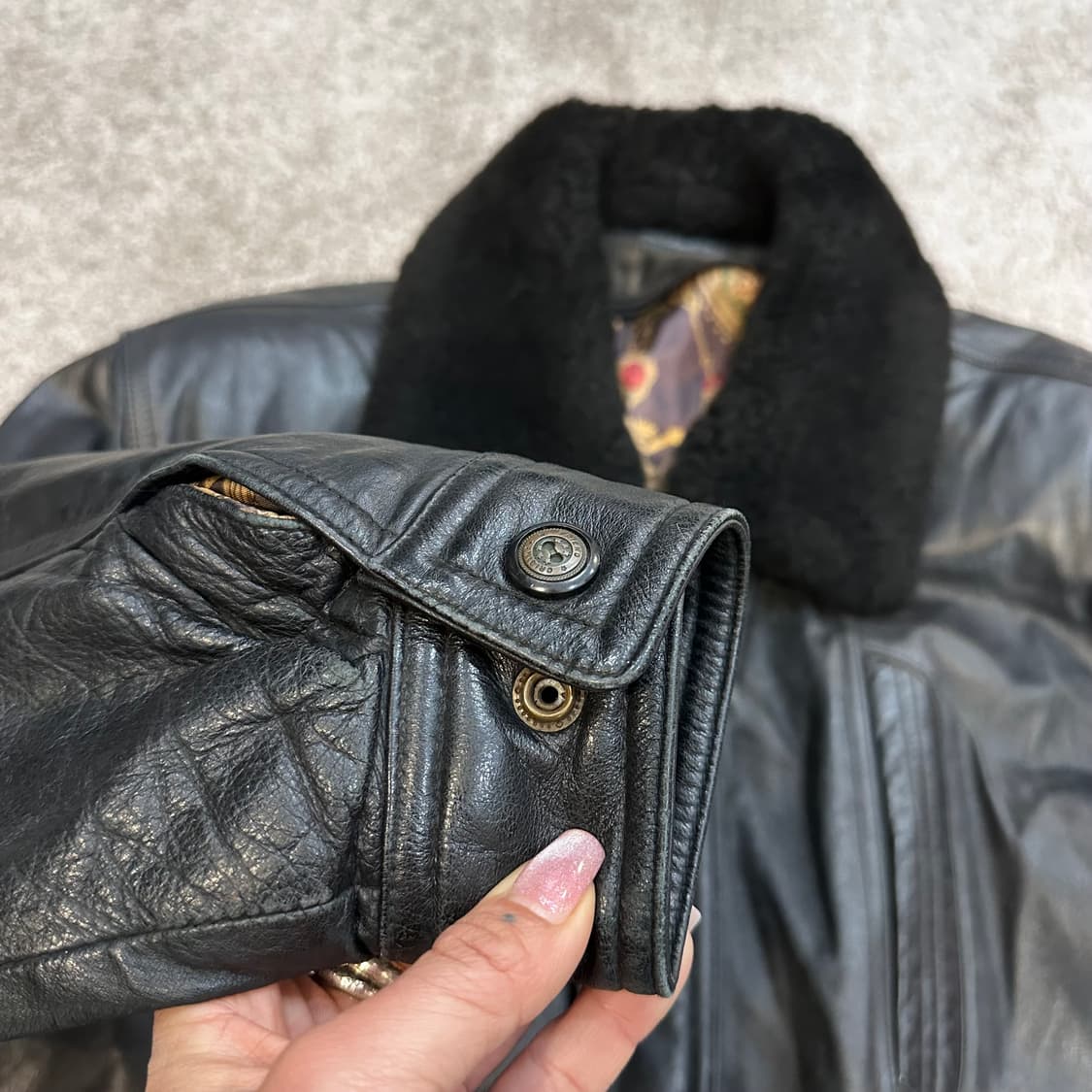 빈티지 블랙 소가죽 사파리 자켓L 상품이미지7