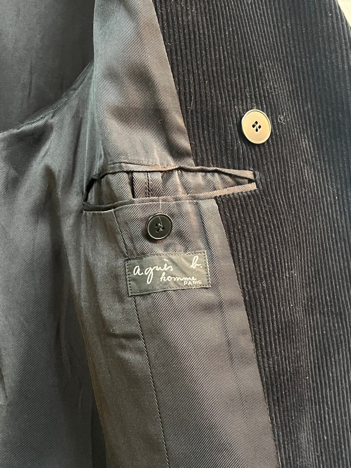 Agnes b Homme 코듀로이 더블 브레스트 블레이저 네이비 50 상품이미지4