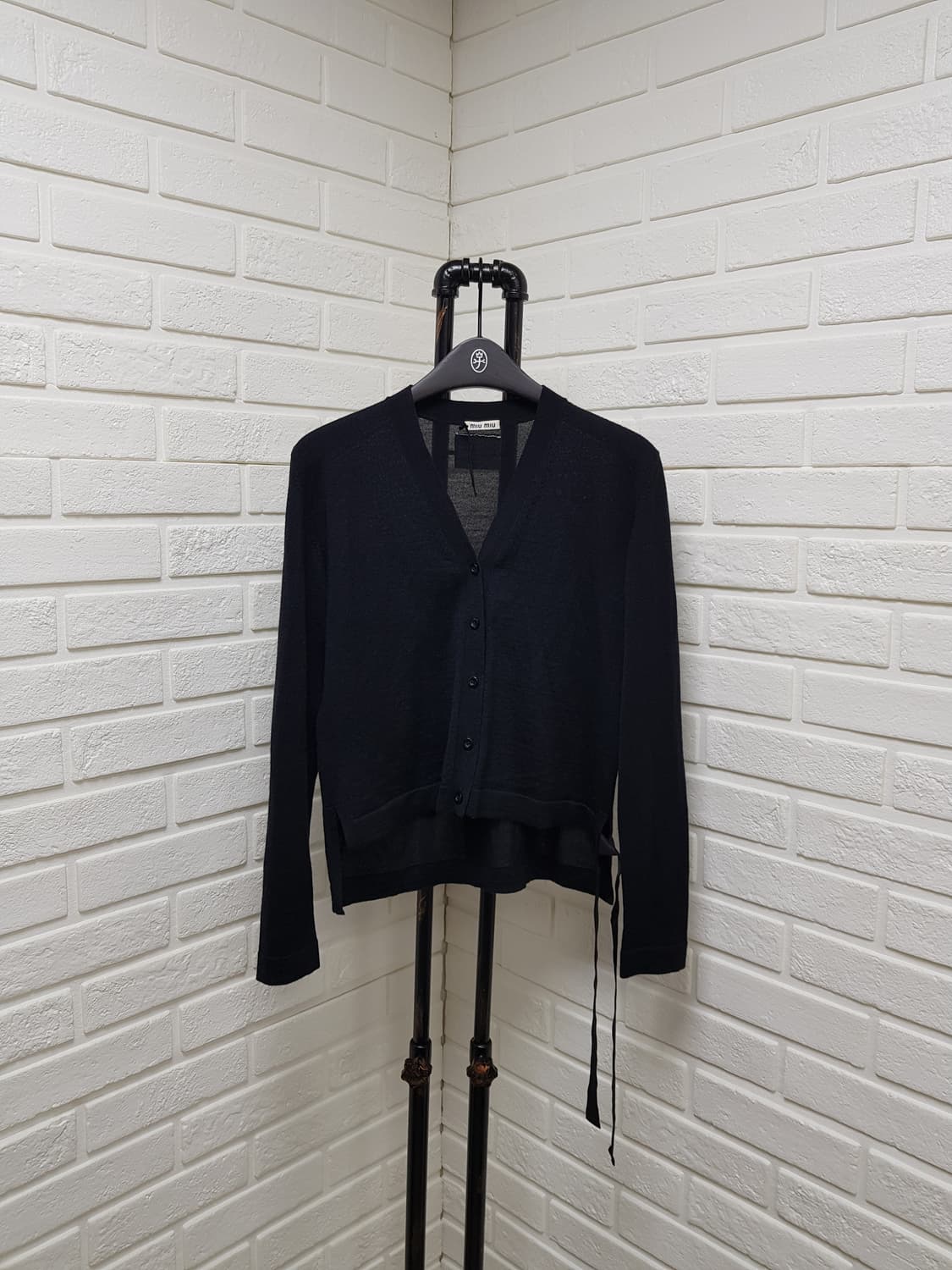 [36/정품] miumiu 미우미우 백라벨 리본 실크가디건 상품이미지1