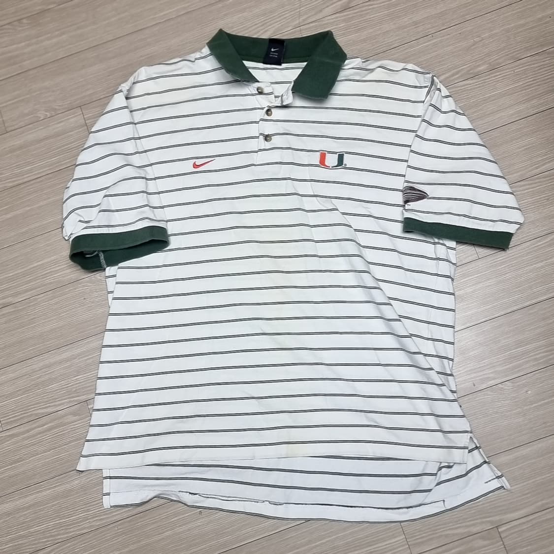 80s 한국제 나이키 스트라이프 반팔 폴로티 U 로고(100) 상품이미지1