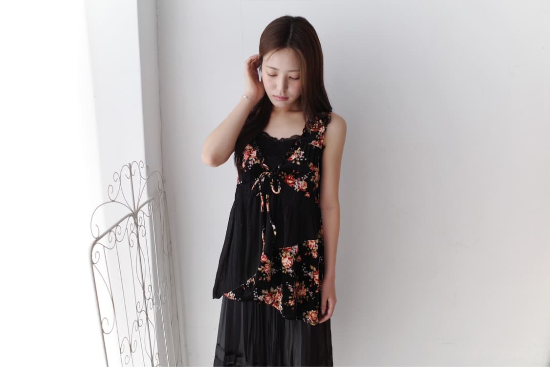 see-through flower sleeveless 상품이미지4