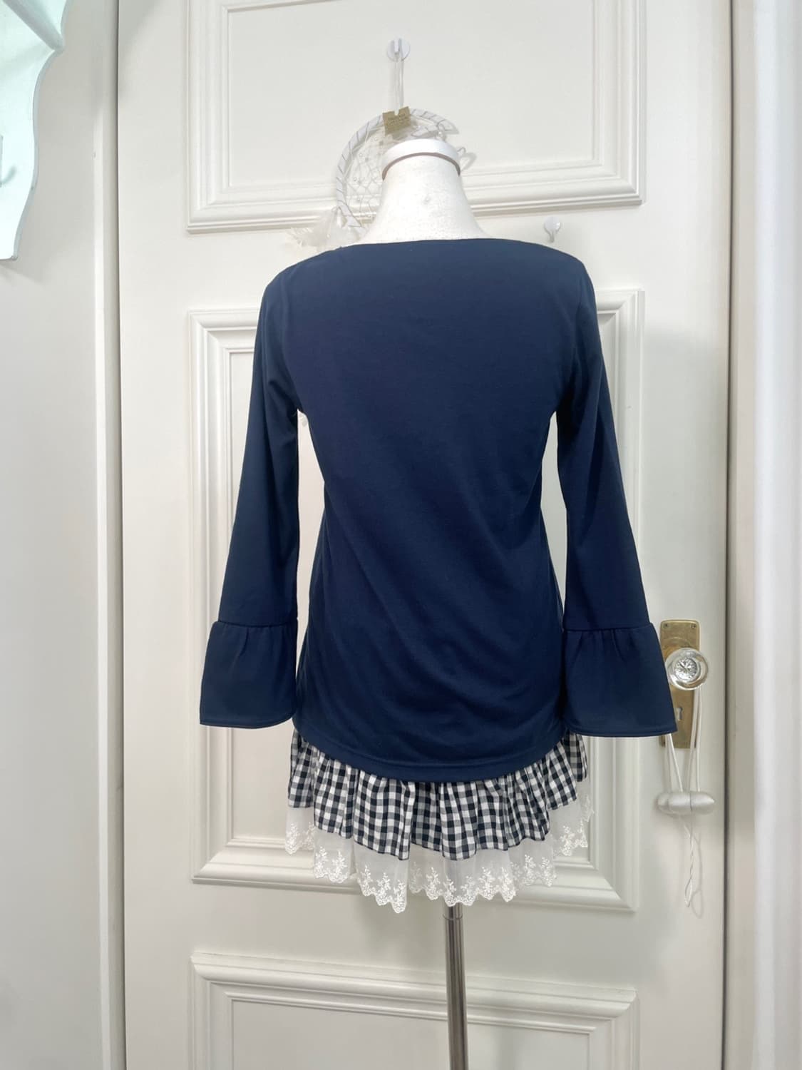 black gingham check under lace mini band 상품이미지8