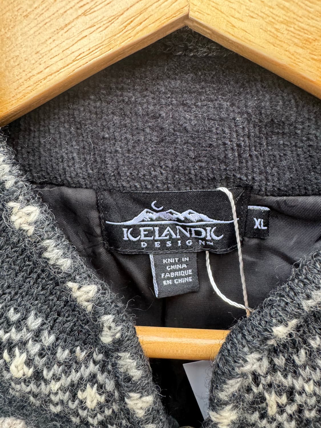 아이슬랜딕 빈티지 니트 자수 패턴 울 자켓 그레이 xl 상품이미지4