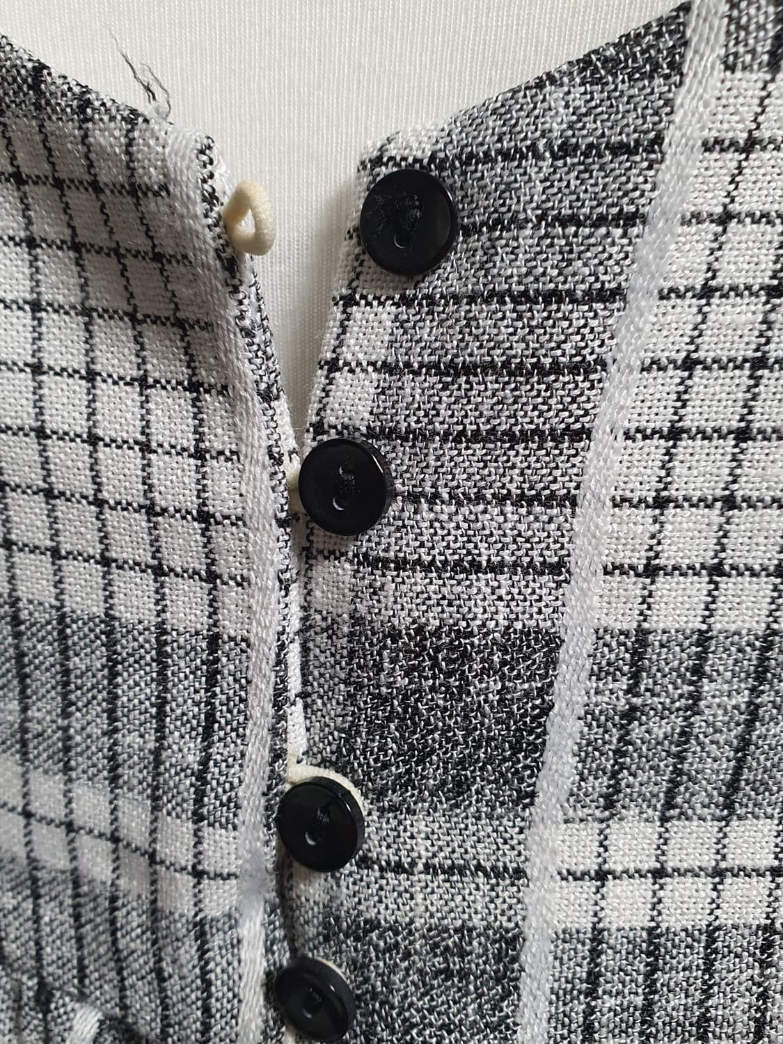 [빈티지] 원더플레이스 체크 레이어드 원피스 블랙 버튼 민소매 상품이미지3