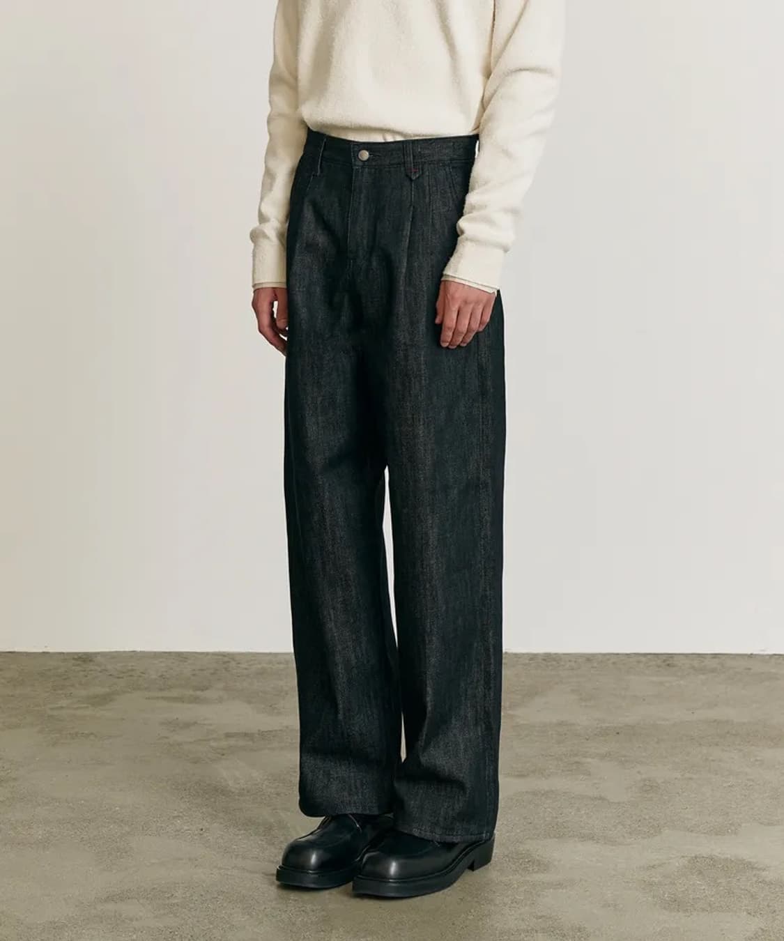 포트너스 투턱 와이드 블랙진 L Two Tuck Wide Black Je 상품이미지5