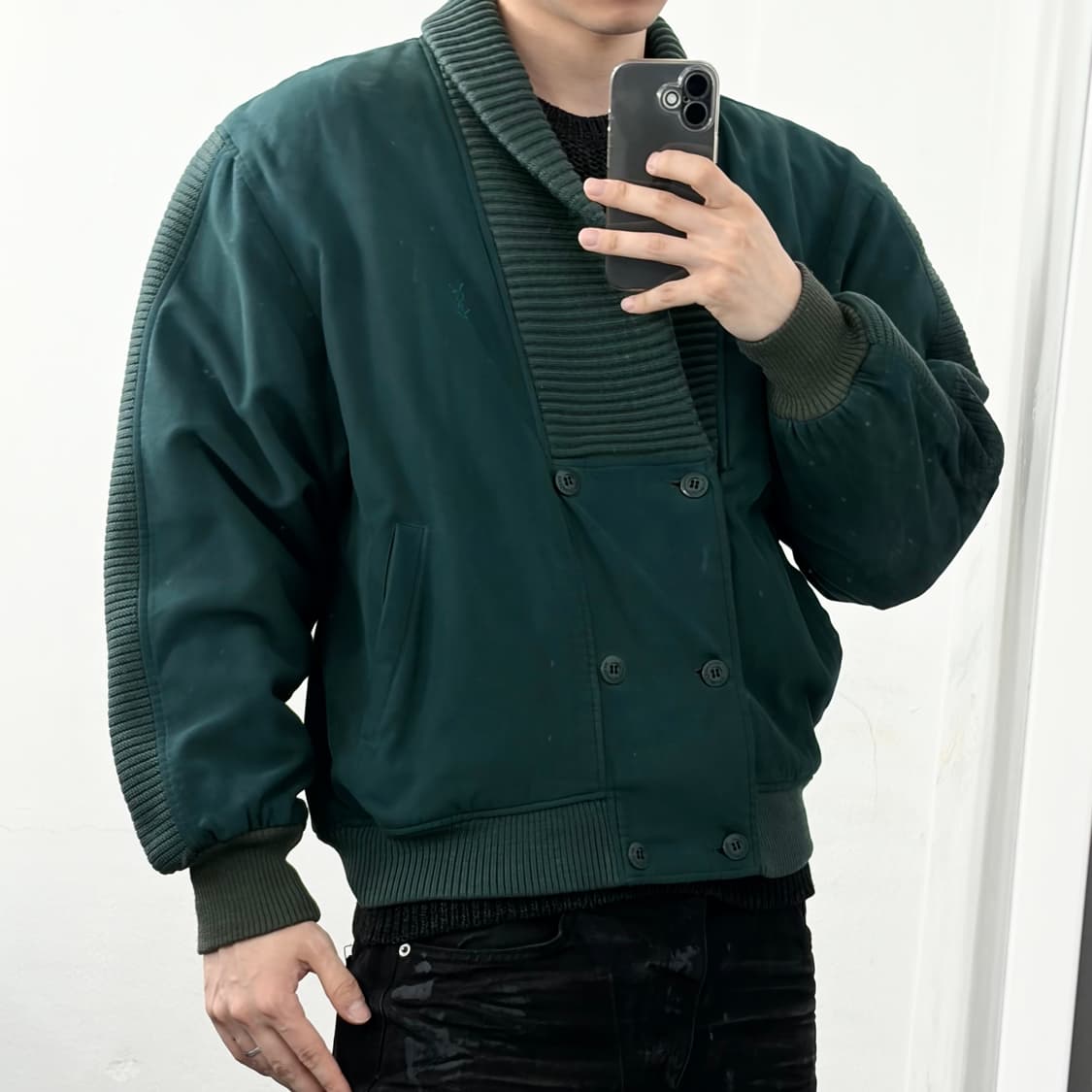 입생로랑 90s 숄카라 니트 봄버 자켓 상품이미지2