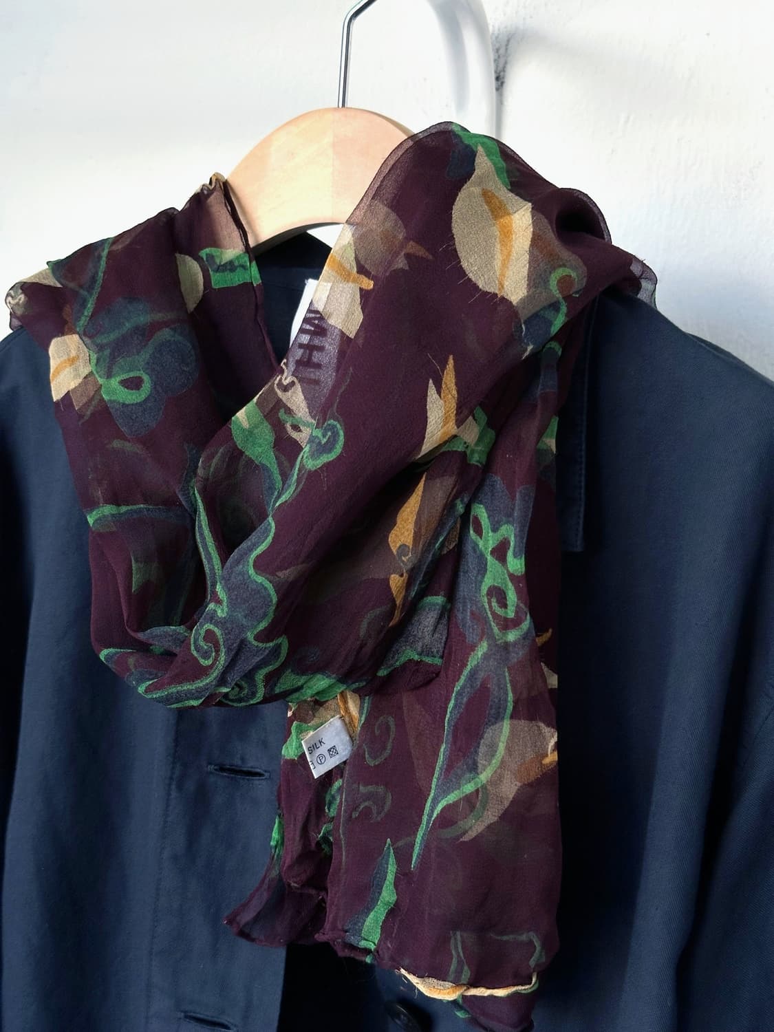 'Silk 100%' sheer fabric design stole 상품이미지2