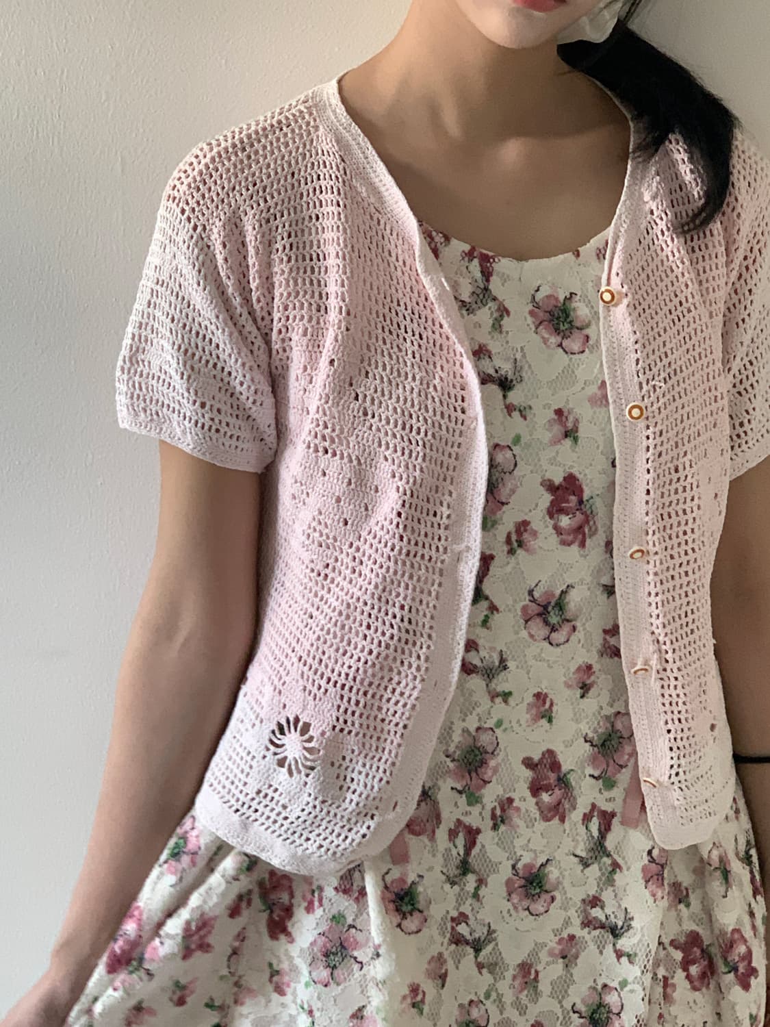 Punching button knit cardigan(pink) 상품이미지5