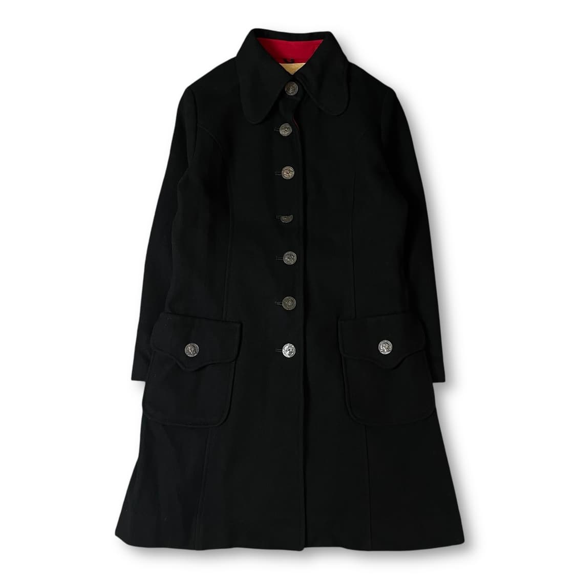 빈티지 블랙 투포켓 버튼 싱글 코트 상품이미지1