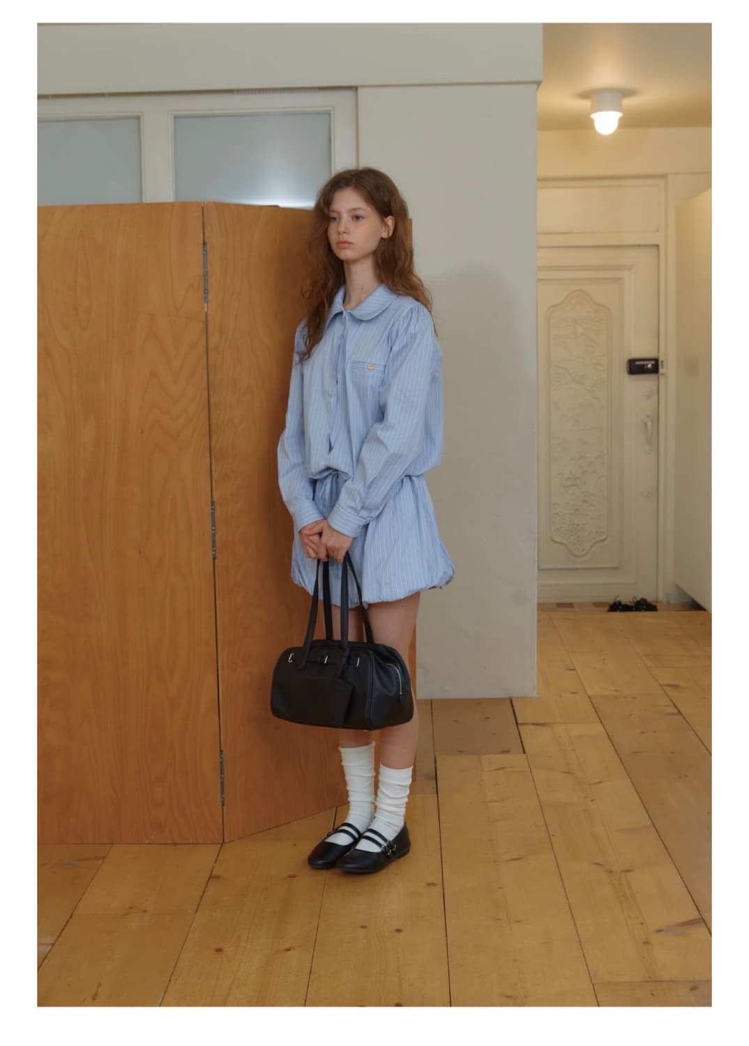 아노에틱 스트라이프 셔츠 벌룬스커트 세트 상품이미지2