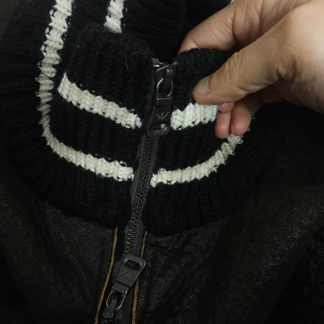 아르마니 레더 니트 집업 자켓 L 상품이미지6