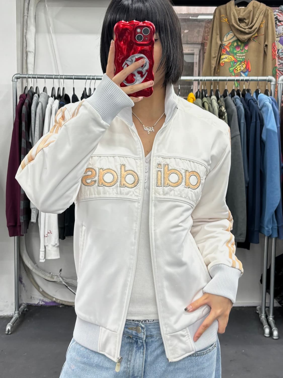 아디다스 화이트 핑크 자켓 상품이미지1