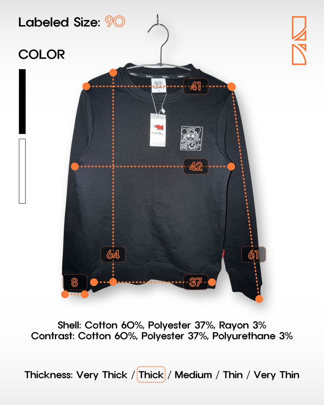 Keith Haring 블랙 기모 맨투맨 상품이미지3